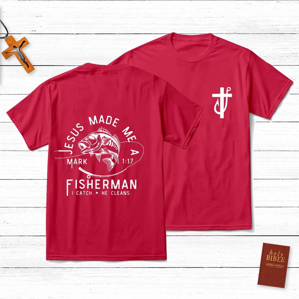 2026 Summer New Jesus Made Me A Fisherman Men's T-shirt, High-quality and Fashionable Round-neck Printed for Both Men and Women