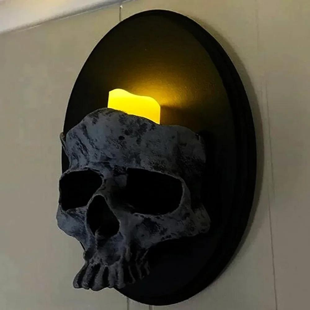 Skull Candle Holders Wall Decor, Aesthetic Skull Gothic Home Decor, Party Statue Decorative Themed Bar Sculpture Decoration New