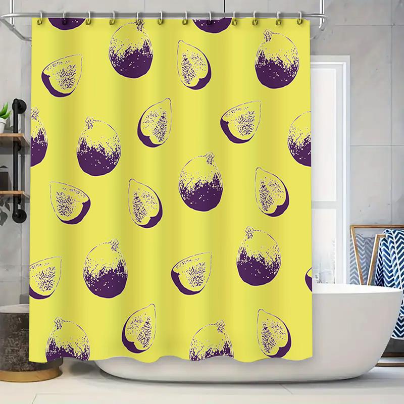 

Modern Art Fig Pattern Shower Curtain with Yellow Background for Bathroom Decor Available in Multiple Sizes for 90x180cm