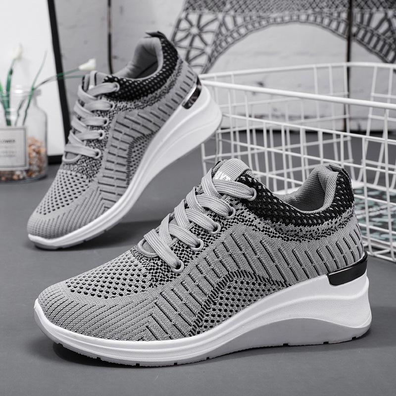 Adidași casual de damă cu plasă respirabilă care măresc înălțimea și au talpă groasă