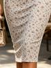 Summer Women's One Shoulder Midi Dress Tiny Floral Print Light Grey Bodycon Sundress