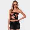 Floral Bow Print Sleeveless Chest-wrapped Mini Vest