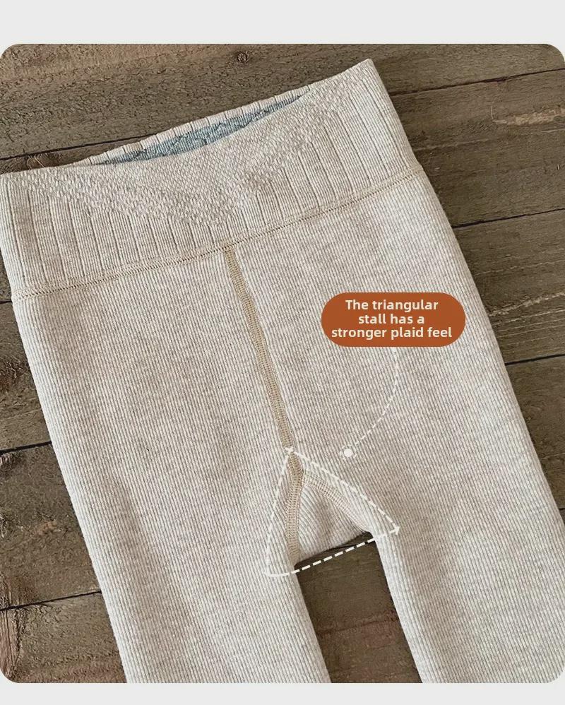 Mädchen Samt Verdickte Winter Leggings mit weißen Baumwoll-Vertikalstreifen