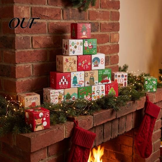 DIY Holiday Gift Packaging 24 Pcs Christmas Advent Calendar Boxes, Days Countdown Box, Party Favor Containers Empty Cardboard Number Box To