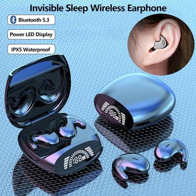 Sluchátka pro neviditelný spánek Mini Bluetooth 5.3 sluchátka IPX5 Vodotěsná bezdrátová sluchátka s potlačením skrytého hluku Sportovní stereo sluchátka