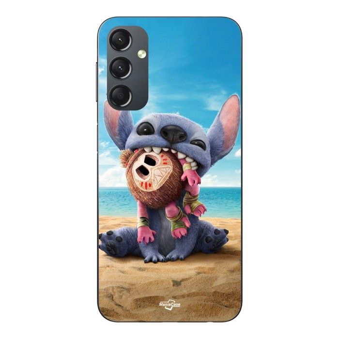 Coque de téléphone - MANIACASE - Samsung galaxy A24 - Silicone - Noir - Stitch et Moana Kakamora