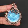 Handmade Copper Wire Wrapped Pendant Natural Blue Solar Quartz Stone Necklace Unique Boho Jewelry for Women