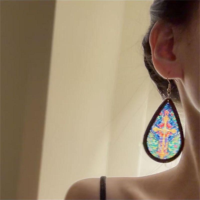 Orecchini Pendenti Etnici in Legno a Forma di Goccia d'Acqua - Semplici, Retrò, Eleganti, Versatili Accessori per Orecchie.