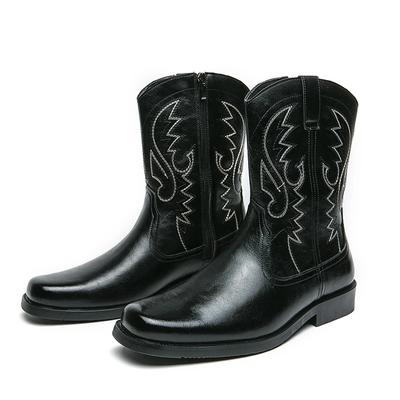 Neu Braune Cowboystiefel für Männer Schwarzer Reißverschluss Stiefeletten für Männer mit Größe 38-46