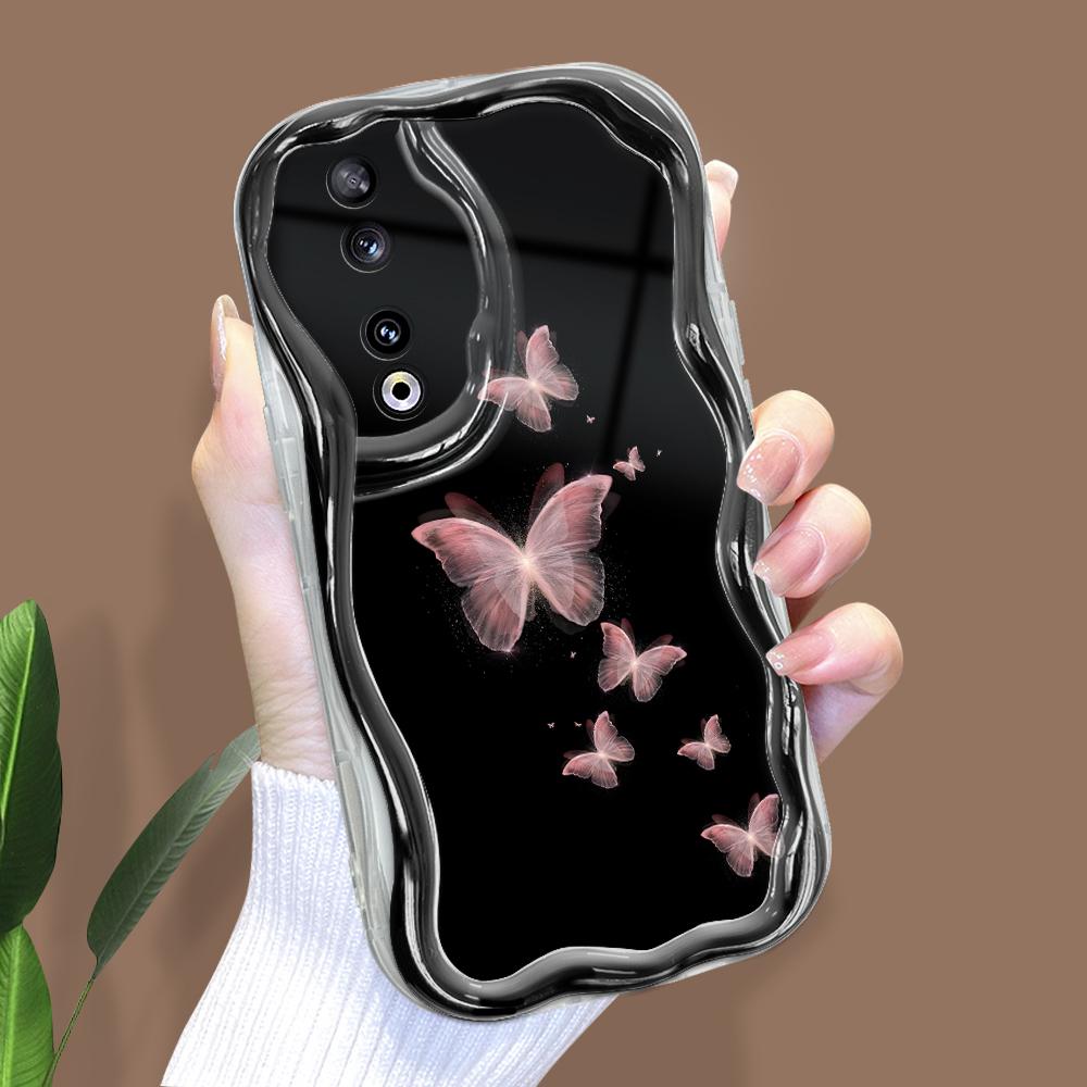 Model drăguț de desene animate Carcasă cu textura cremă cu margine ondulată Husă din silicon moale pentru telefon pentru Huawei Honor Infinix Tecno iPhone