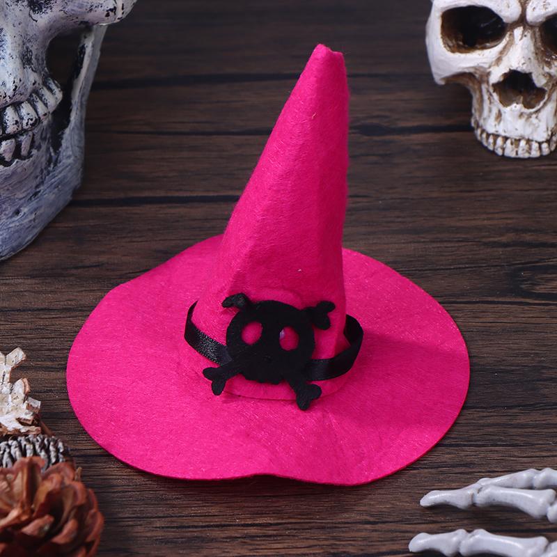 3Pcs Miniature Dollhouse Mini Color Felt Witch Hats For Halloween House Decoration Dolls Accessories Kids Play Toys Witch Hats