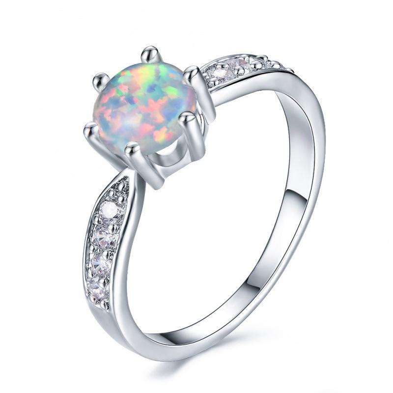 Source Opal women s six-claw ring, exquisite simple ring no. 6 белый