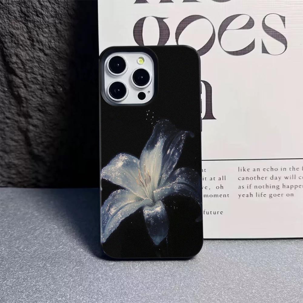 For Iphone 17 Pro Max Black Lily Phone Case For IPhone 17 Air 16 15 14 13 12 11 Pro Max Plus Silicone Shockproof Case