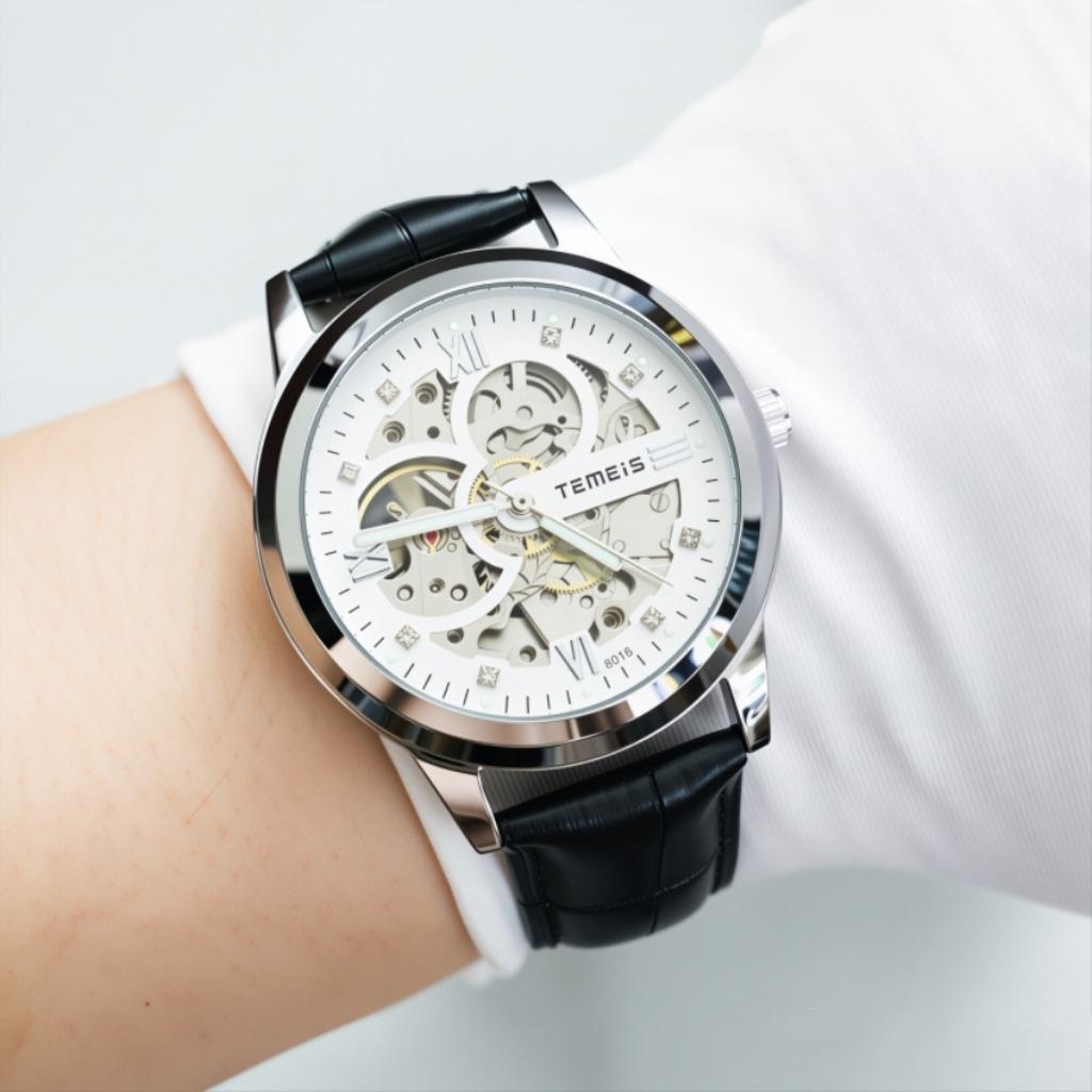 Temeis Men S Mechanical Watch Fully Automatic Hollow Tourbillon Luminous Waterproof Business Fashion Belt Men S Watch
