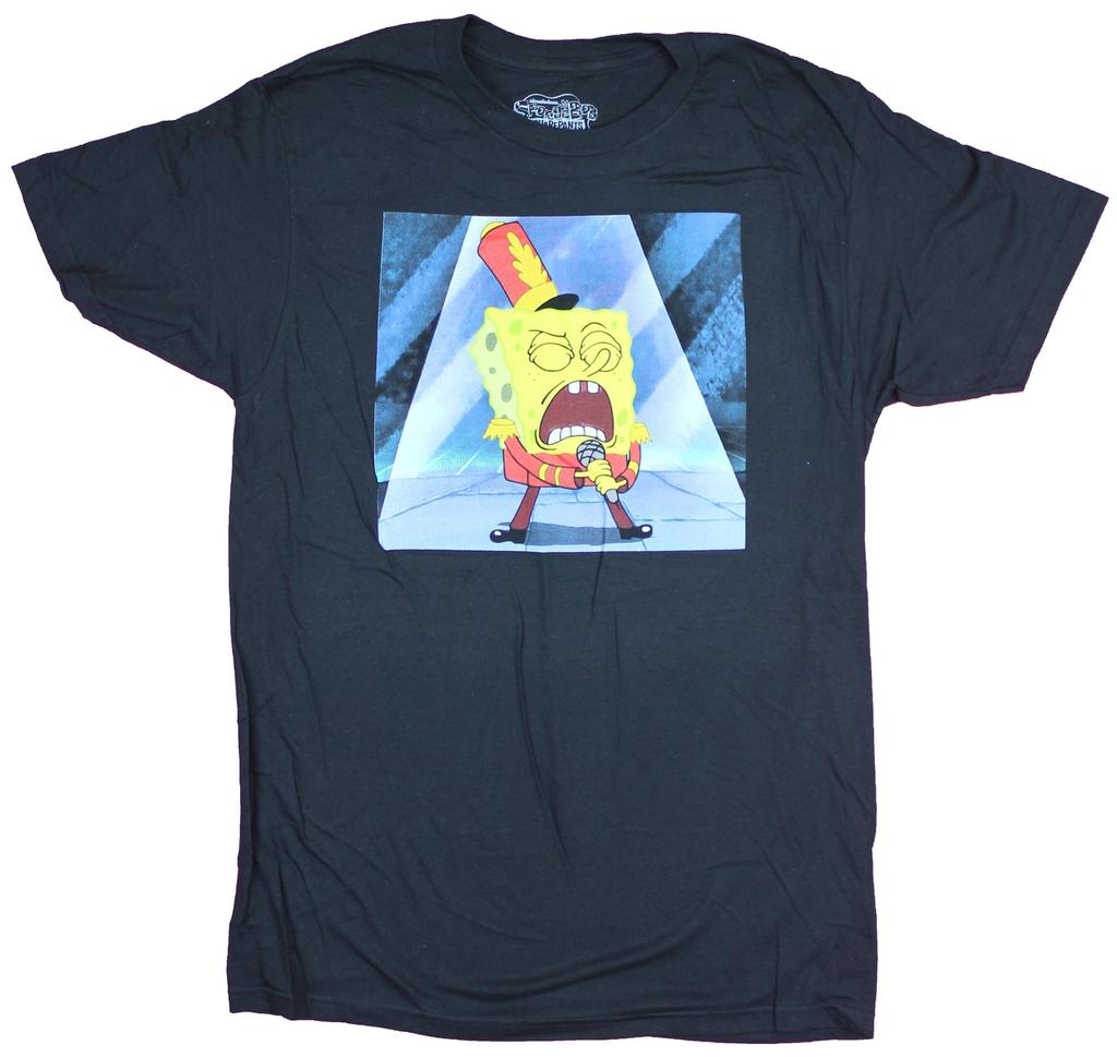 SpongeBob Squarepants Adult New T-Shirt Singing In Uniform Bob