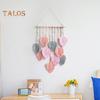 Nástěnná dekorace Velký Boho Macrame Ručně vyráběná příze Tkaná Tapiserie s listovým motivem Nástěnný závěs s umělým peřím pro domácí dekoraci