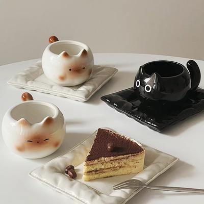 Cartoon Siamese Cat Coffee Cups Cute Cat Shaped Underglaze Colored Ceramic Cup Home Breakfast Milk Coffee Mug Birthday Gift Cup