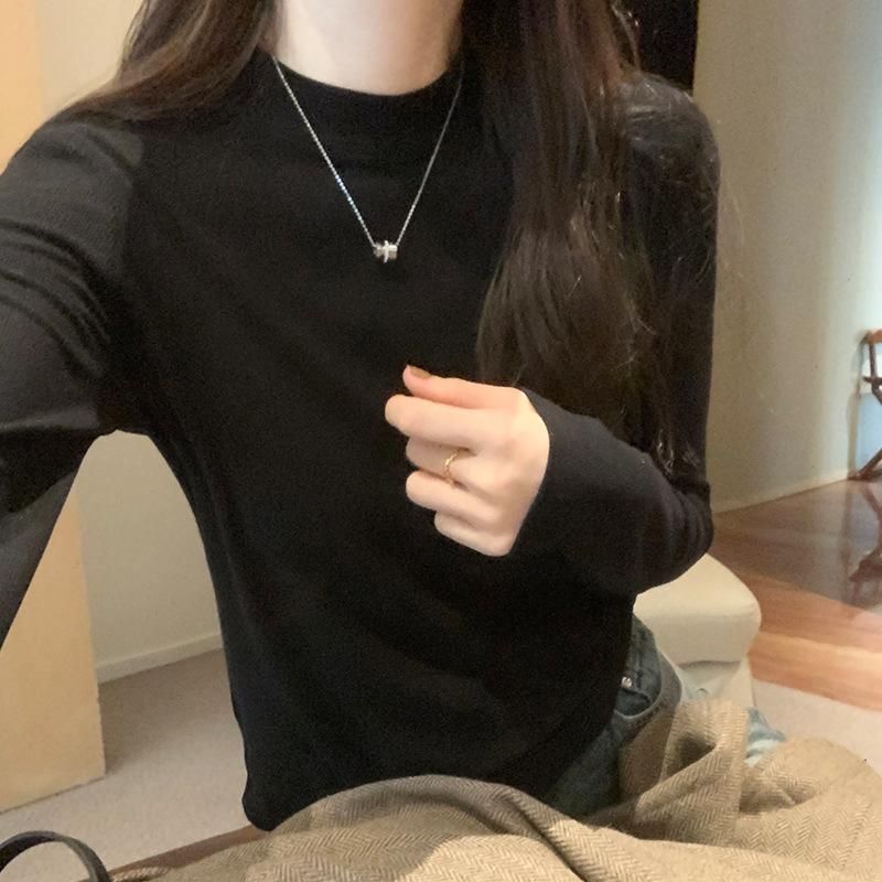 Thread Knit Half Turtleneck Bottom Shirt for Women In the Autumn and Winter Foreign Fashion New Elastic Soft Waxy Skin Rub Inside the Coat