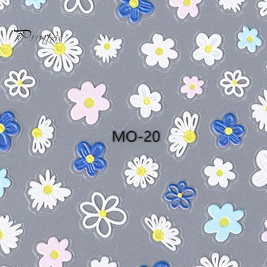 Nail Sticker 5D Graffiti Flowers Embossed Relief Design Thin Three-dimensional Transform Nails Art Decal