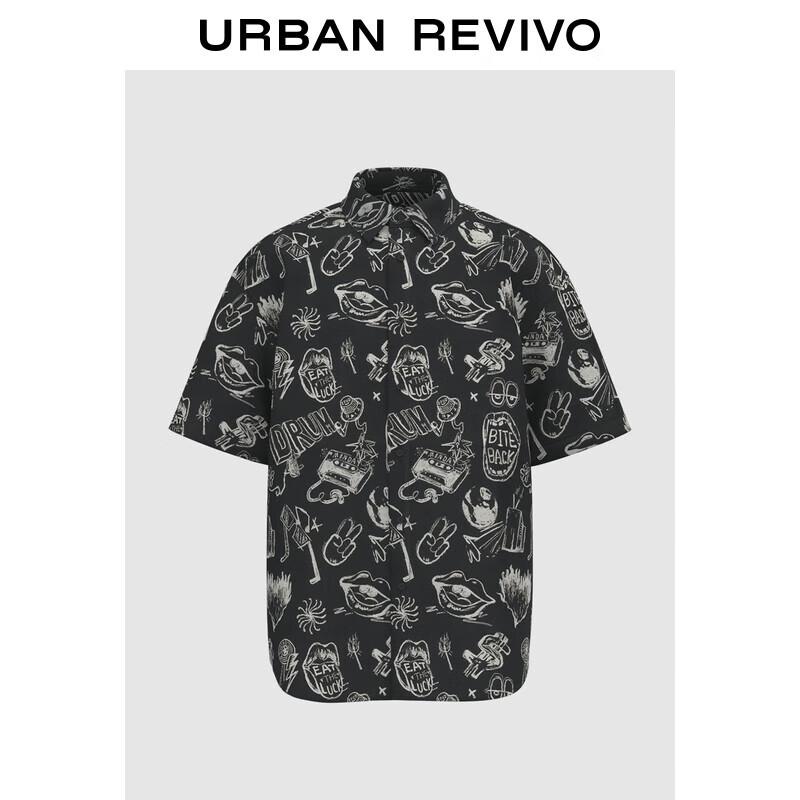 Men s Full-Print Short-Sleeve Collared Shirt S