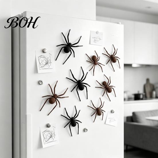 Garage Door Magnets 2/4/8Pcs 3D Spider Refrigerator Magnet, Lifelike Decorative Magnet for Metal Surface Spiders Surfaces, Creepy Magnetic Decor