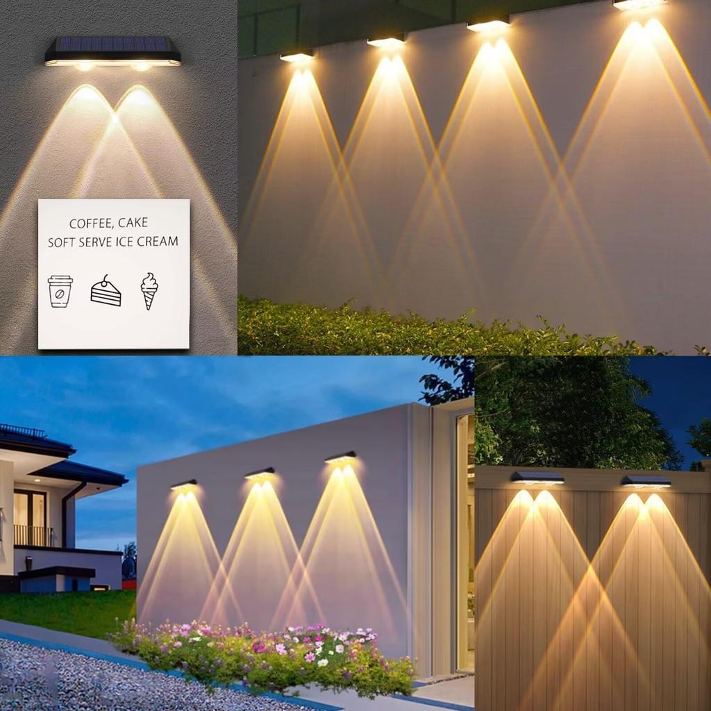 HONGYAN Solar Lights, Outdoor Fence Lights, Sensor Lights, Entryway Lights, Garden Lights, 1500mAh High Capacity, Ultra-Bright Nameplate Lights, No