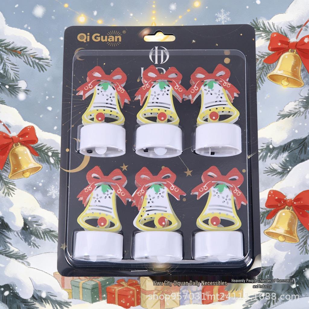 6-Piece LED Christmas Candle Lights with Wrought Iron Tree and Santa Decorations