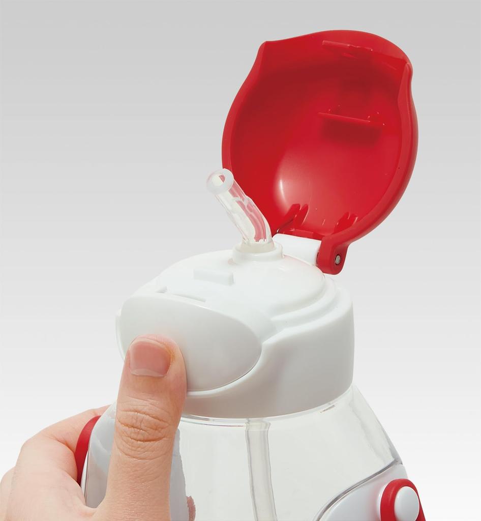 Skater Water Bottle with Disney Baymax 25 Kids' Straw, 530ml, One-Push Operation, (PDSH6DX)