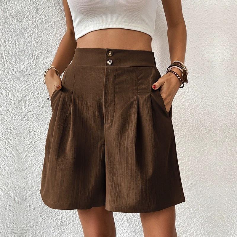 New Summer Loose Pants Wide-Leg Shorts Casual Women High-Waisted Knee - Length Shorts