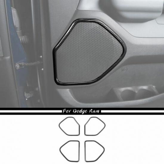 Interior Door Speaker Trim Cover Frame For Dodge Ram 1500 2018+ Carbon Fiber