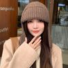 Bonnet Chaud Protège-Oreilles Couleur Unie Laine Bonnet Pull Mode Femme Bonnet Tricoté Étudiant