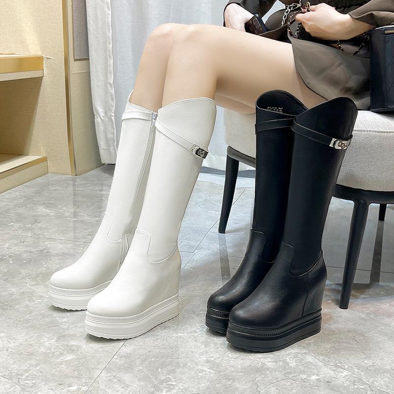 2025 Leather Winter 11CM Super High Heel Personalized Women's Boots Thick-soled Inner Height Leather Heel Boots ZYW-560-3