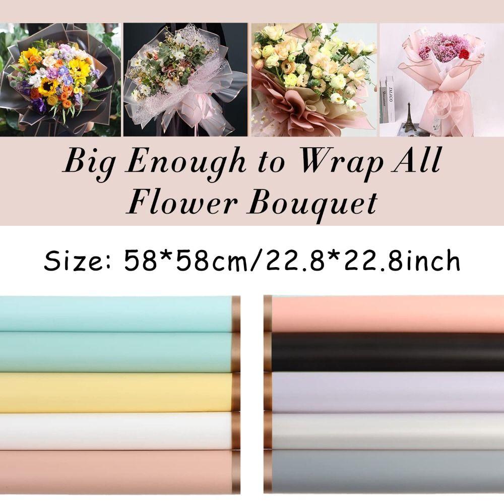 20 Sheets 9 Colors Flower Wrapping Paper Waterproof Gold Edge Bouquet Wrapping Paper Half Transparent