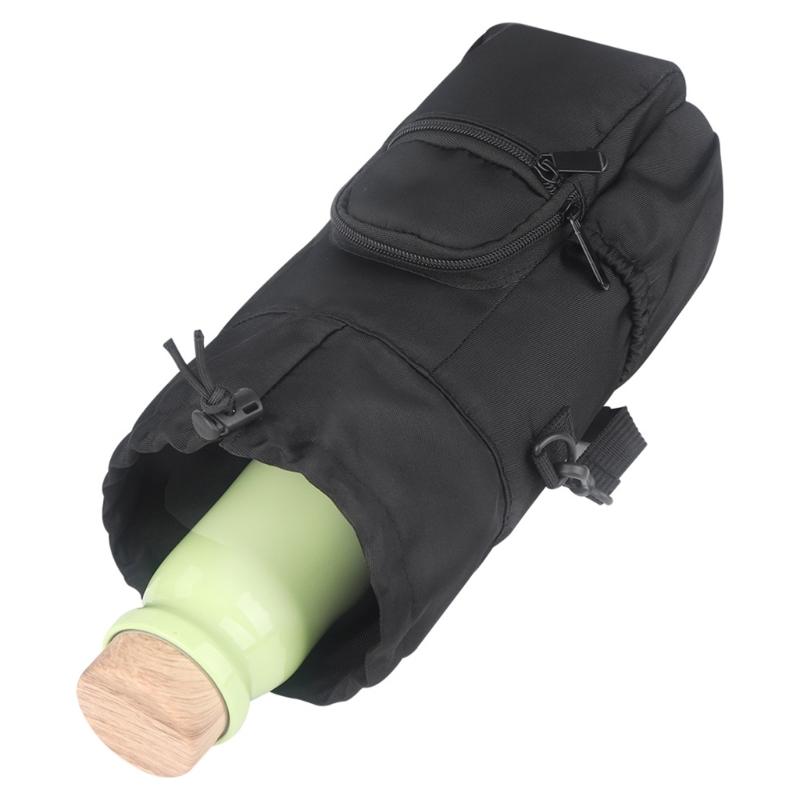 Portable Insulated Water Bottle Carrier Bag Adjustable Shoulder Strap Bottle Pouch Holder for Hiking Travelling Camping