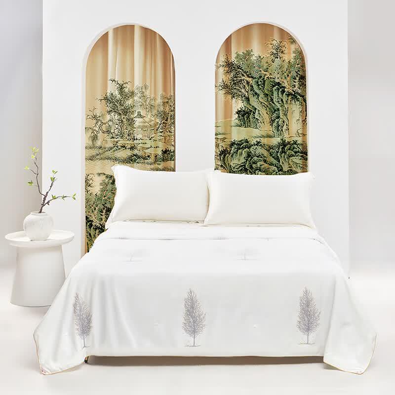 ZMN French Woodpecker 100% Tussah Silk Jacquard Winter Quilt