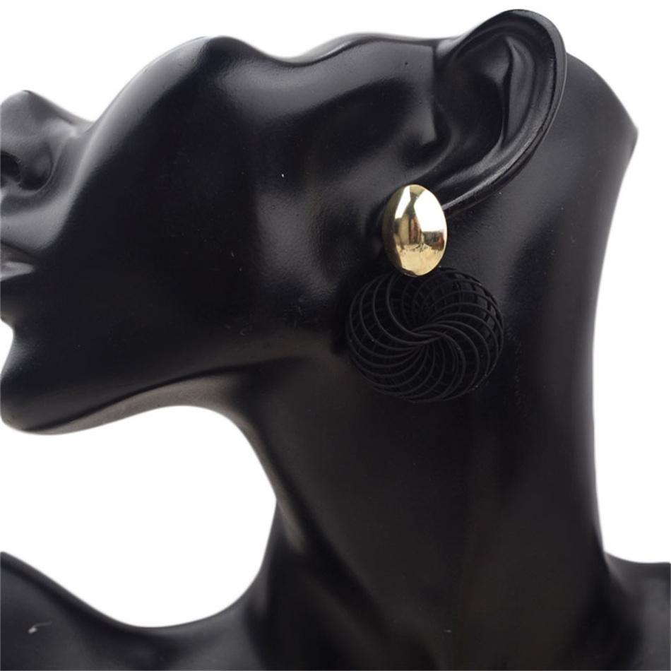 Stranded Wire Circle Pendant Earrings for Women Geometric Metal Enamel Loop Jewelry Oorbellen Red Earring