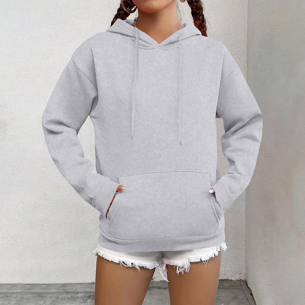 Damenmode, lässiges Sweatshirt, einfarbig, Kapuzenpullover mit Tasche