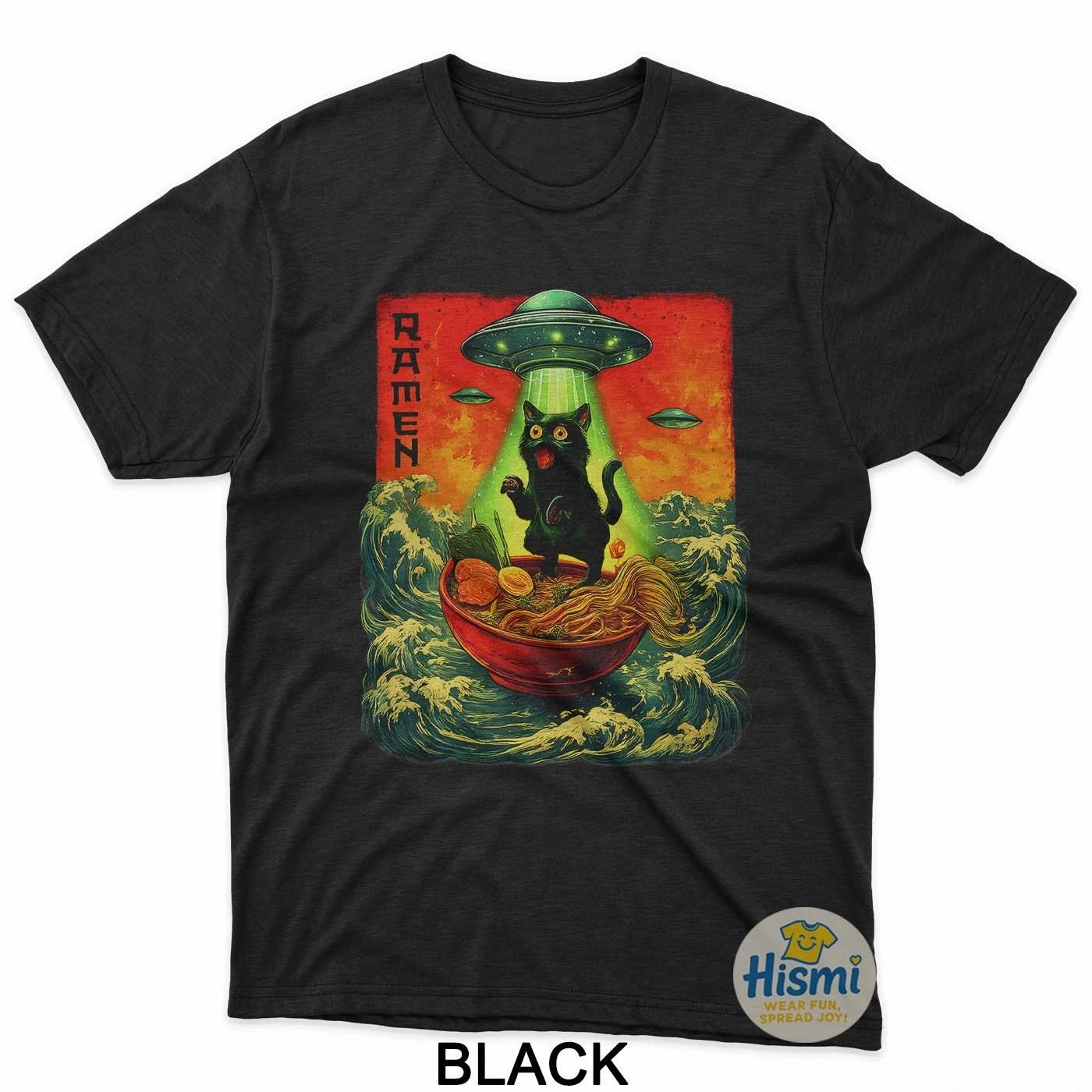 

Alien Ramen Cat Ufo Japanese Retro Art Gifts Men Women Kid T-Shirt 4XL