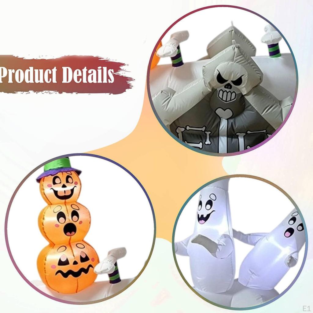 Halloween Inflatables Tombstone Props 5.91ft LED Light for Lawn Garden Yard
