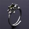 Personalized Oval Blue Green White Turtle Mouth Versatile Womens Ring with Micro Inlaid Zircon Decoration