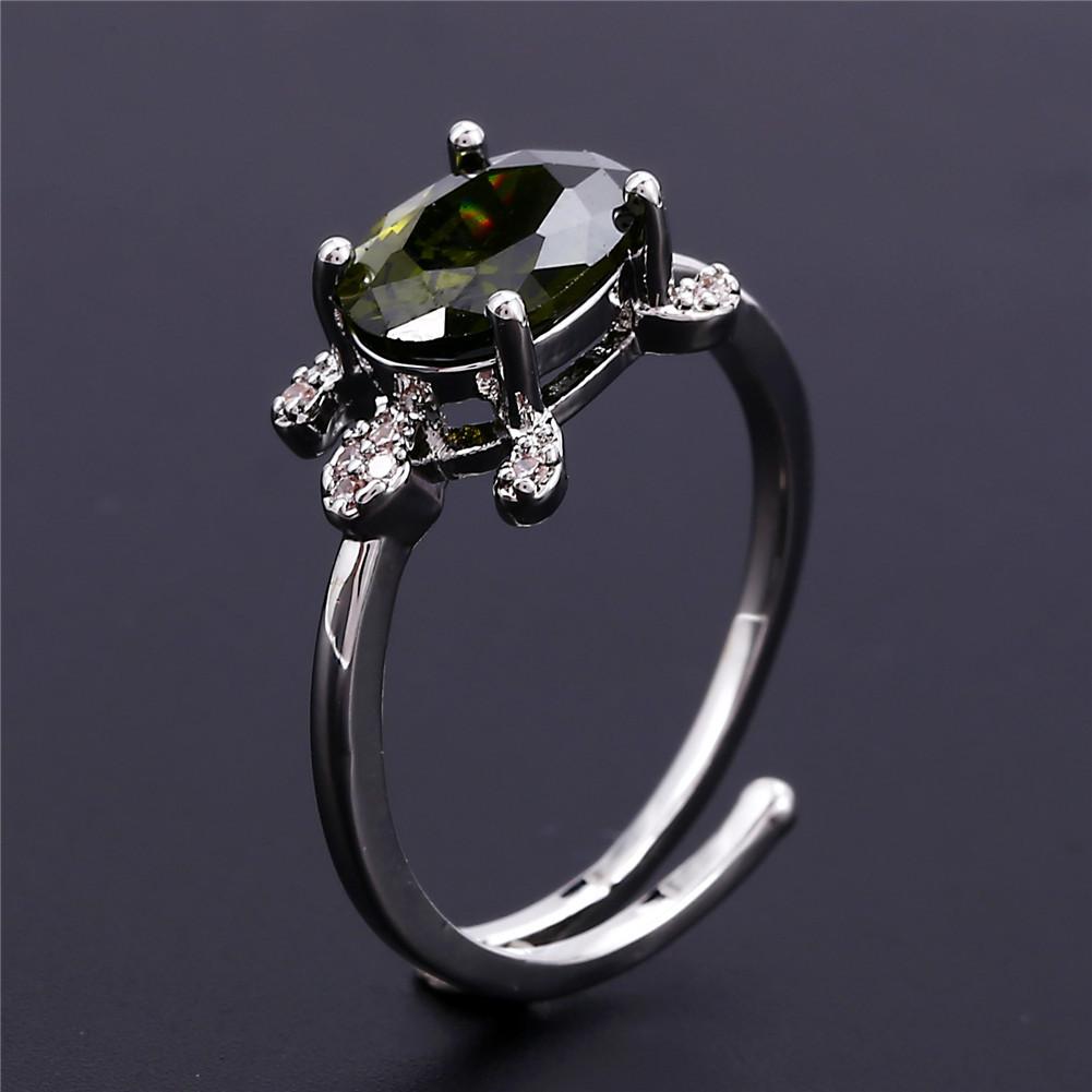 Personalized Oval Blue Green White Turtle Mouth Versatile Womens Ring with Micro Inlaid Zircon Decoration