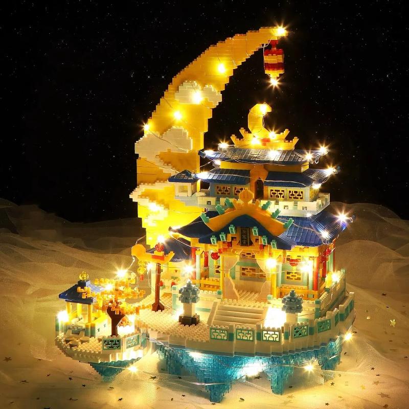 Chinese Architecture Micro Building Blocks Model Tower West Lake Trees Diy Diamond Bricks With Light Toys For Kids Adults Gift