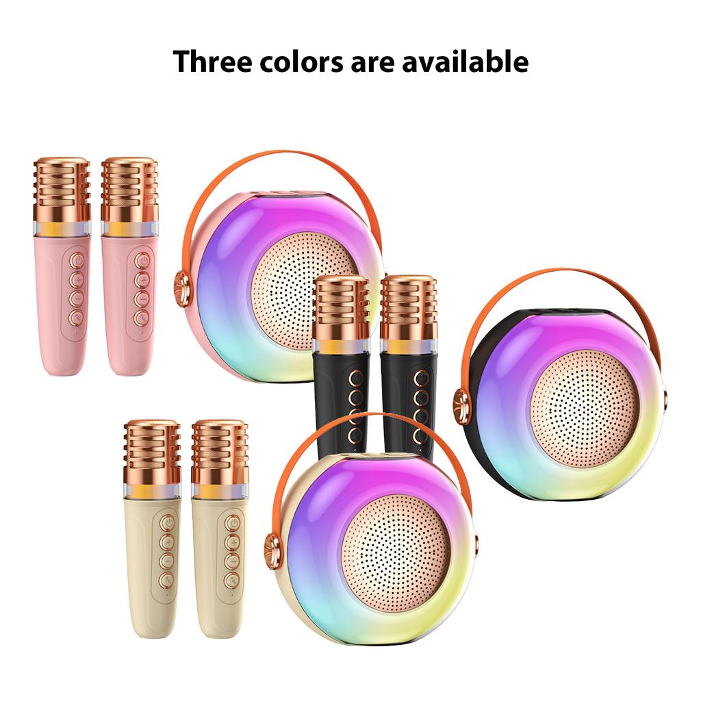 Karaoke Machine with 2 Wireless Microphones BT Microphone and Speaker KTV Set with RGB Light