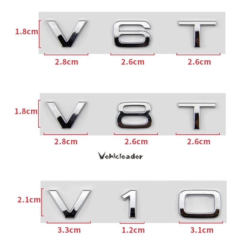 2026 Letter Number Emblem V6T V8T V10 Car Styling Fender Side Rear Trunk Badge Logo Sticker for 4YTFG A4L A5 A6L A7 A8L TT RS7 SQ5