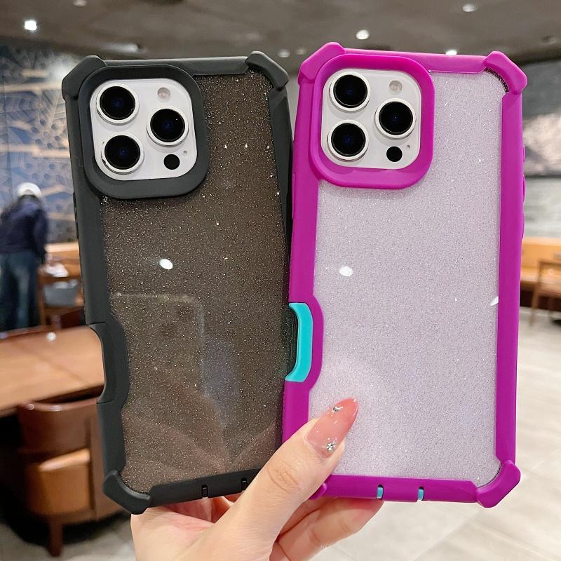 Luxury Space Shell Transparent Glitter Bling Phone Cases For iPhone 16 15 14 Plus 13 12 Pro Max 11 Shockproof Airbag Hrad Cover