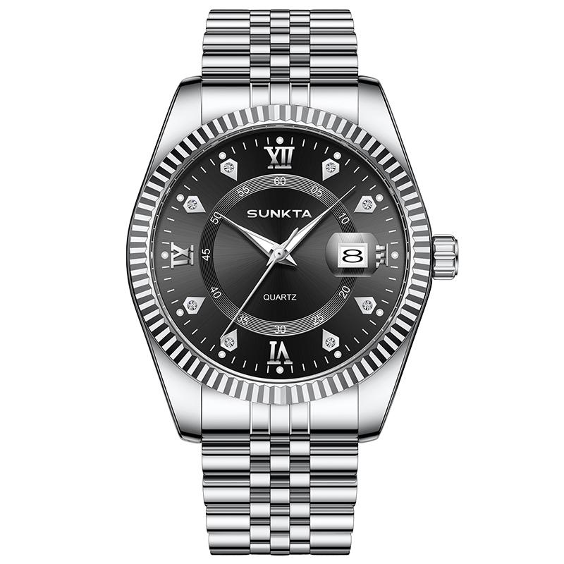 Sunkta Luxury Business Men Wristwatch Waterproof Luminous Date Military Man Watch Stainless Steel Fashion Men's Quartz Watches