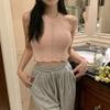 Sweet Spice I Knit Little Tank Top with Halter Women Summer Sleeveless with Off-the-shoulder Base Short Top To Wear