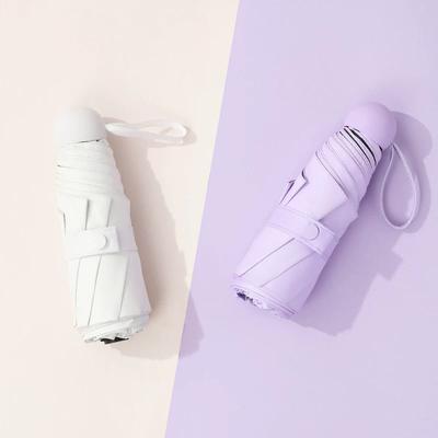 Five-Fold Sun Umbrella Small Portable Pocket Capsule Umbrella Umbrella Female Dual-Use Sun Shade UV Protection Parasol