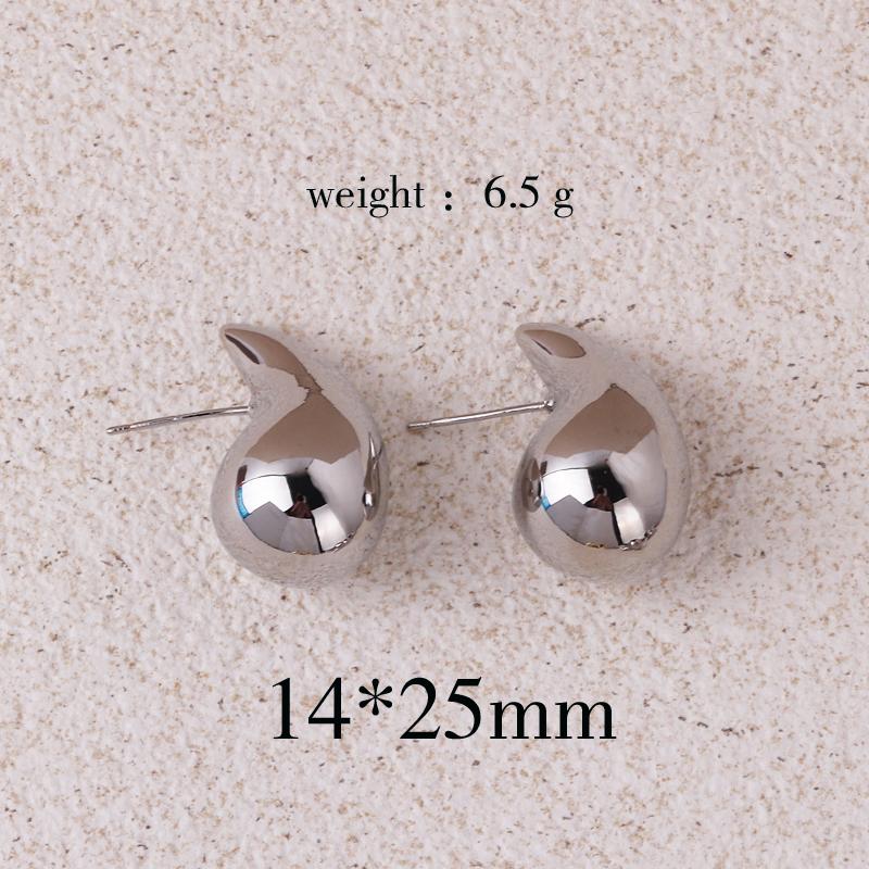 Vintage Gold Plated Chunky Dome Drop Earrings for Women Glossy Stainless Steel Thick Teardrop Earrings Dupes Lightweight Hoops