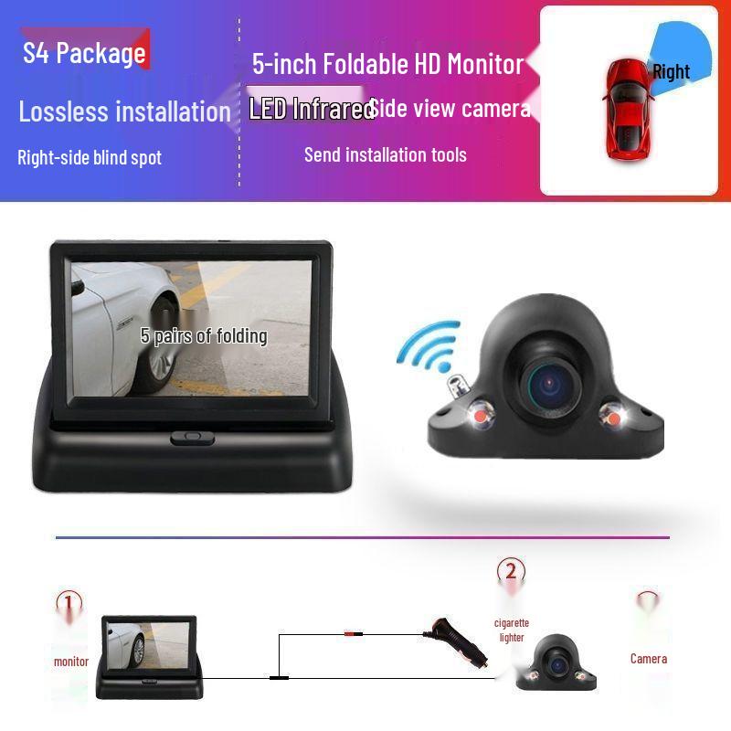 Right-Side Blind Spot Dashcam: HD Night Vision, Reversing and Full Car Auxiliary System